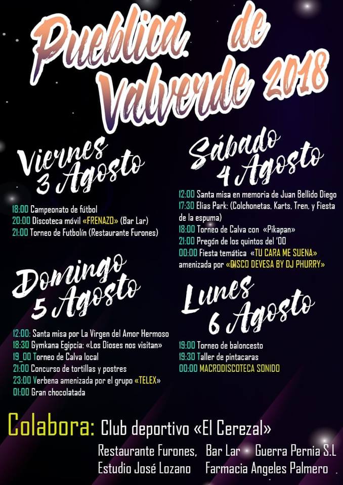 Grandes Fiestas 2018 en Pueblica de Valverde